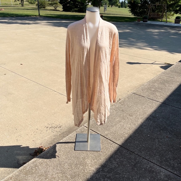 EILEEN FISHER Cream Open Front Cardigan Silk Linen Blend ~ sz M - Picture 1 of 7